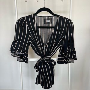 Reformation Opal Top. Color: Luciano (black/white stripes). Size Medium